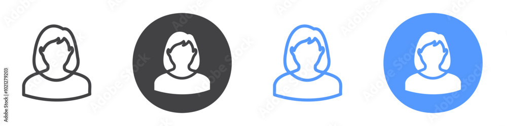 Woman icon Flat art in black and white isolated Woman icon Flat art in black and white isolated