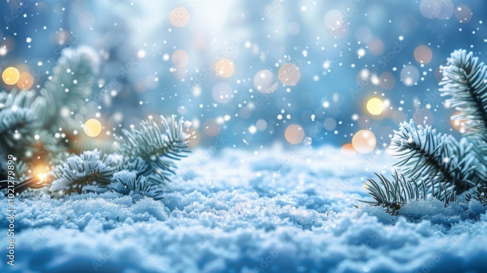 Winter Wonderland: Snowy Pine Trees and Sparkling Lights Winter Wonderland: Snowy Pine Trees and Sparkling Lights