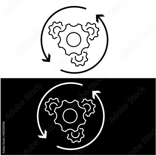 Animated gear icon. Reset illustration, flat style vector.