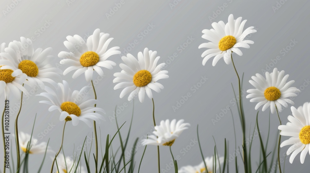 White Daisies in a Field of Green Grass - A Delicate Floral Image White Daisies in a Field of Green Grass - A Delicate Floral Image