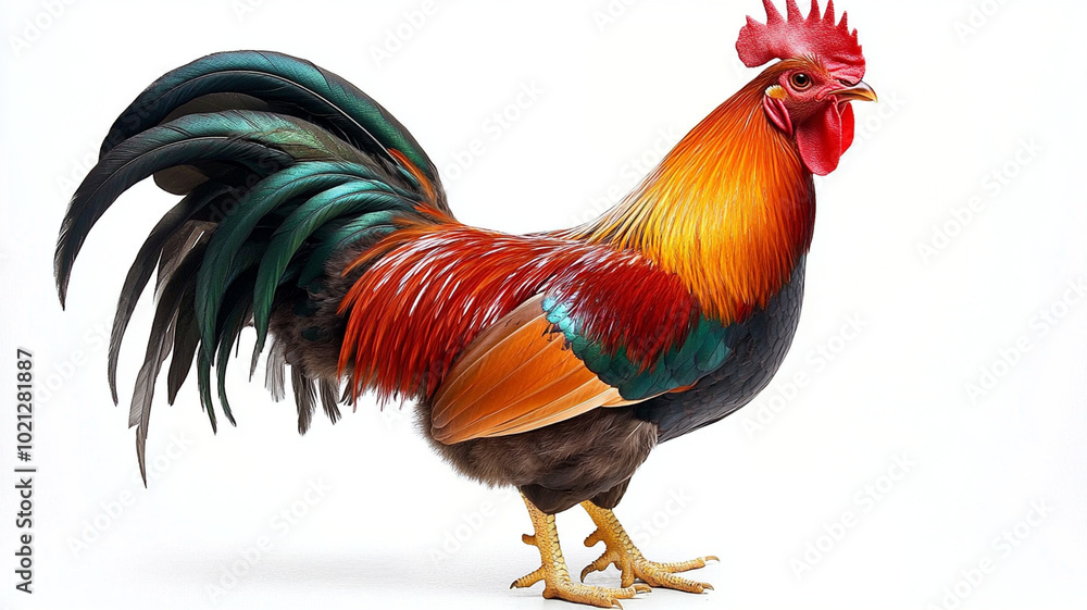 vibrant rooster with colorful feathers stands proudly, showcasing its beauty vibrant rooster with colorful feathers stands proudly, showcasing its beauty