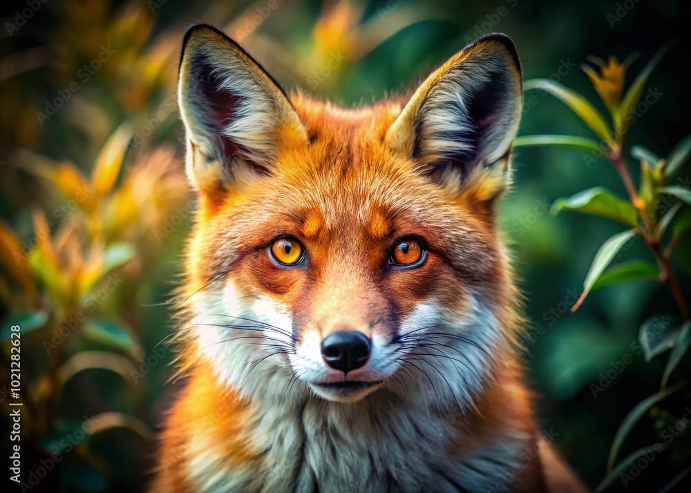 Fototapeta premium Close-Up of a Fox Facial Expression Capturing Intrigue and Playfulness in Nature's Wild Beauty