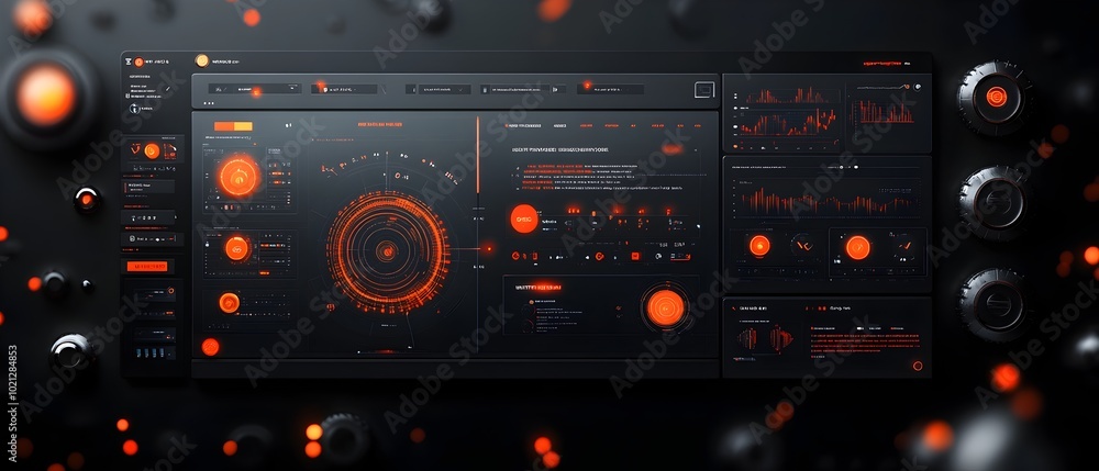 Obraz premium Streamlined and intuitive software user experience with a high tech style featuring dynamic heads up display with interactive data visualizations