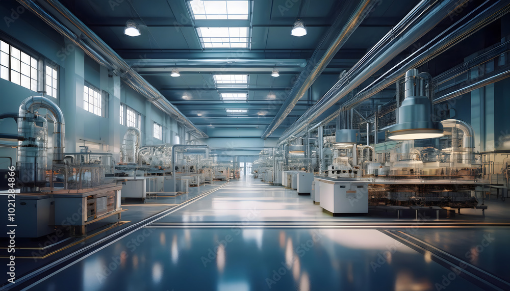 Fototapeta premium 明亮先进的现代化数字工厂设备