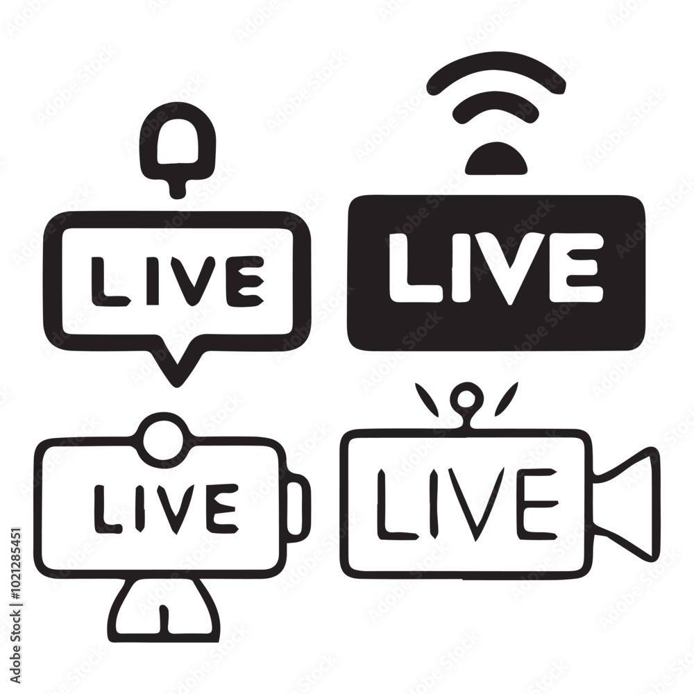 live stream icon vector set live stream icon vector set