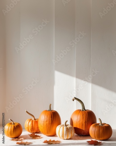 Watercolor Autumn Composition with Pumpkins. photo