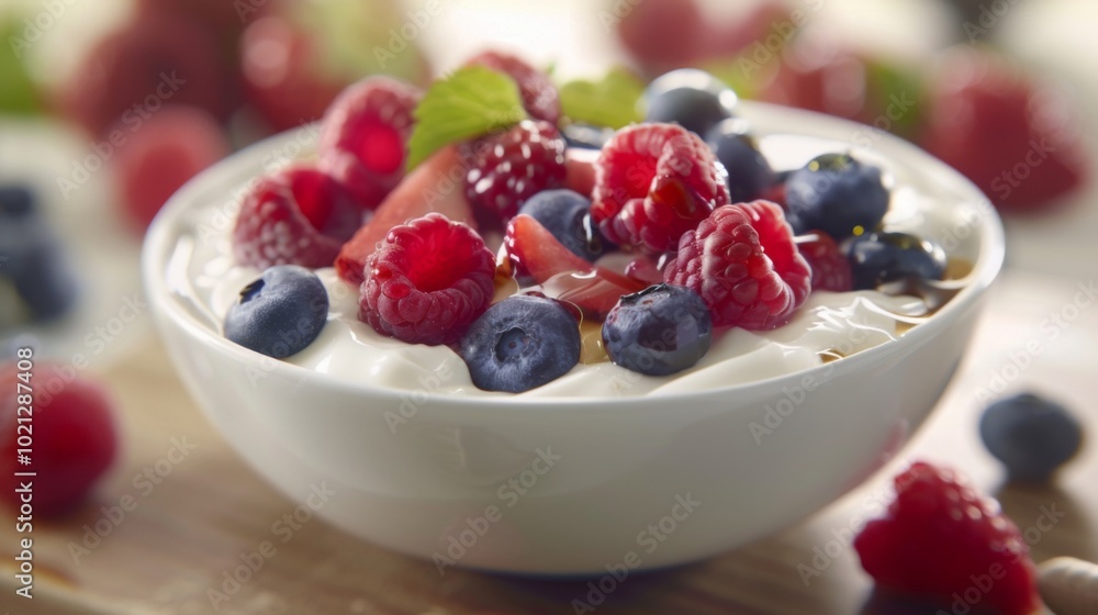 Delicious Yogurt with Fresh Berries - Healthy Breakfast Idea Delicious Yogurt with Fresh Berries - Healthy Breakfast Idea