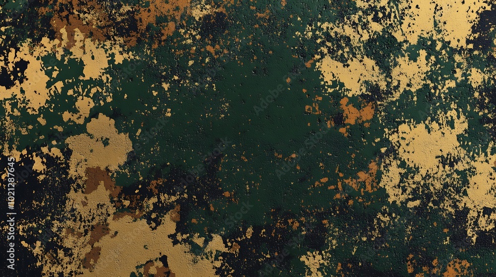 A textured background featuring a mix of green, gold, and black splashes, suitable for design projects. A textured background featuring a mix of green, gold, and black splashes, suitable for design projects.