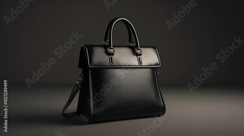 Black luxury leather handbag. High class fashion item