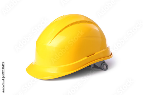 Yellow hard hat isolated on white. Safety equipment