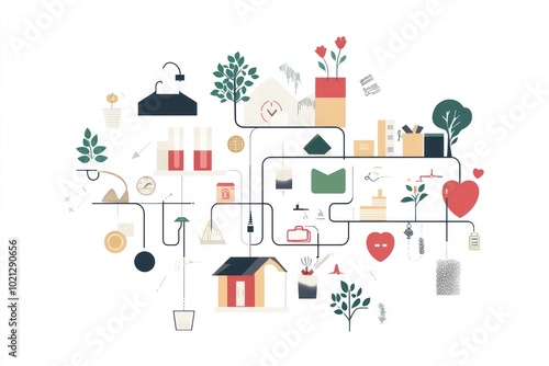 A modern infographic illustration showcases steps to financial independence. Clear icons and simple steps provide a visually engaging roadmap for building savings and living frugally