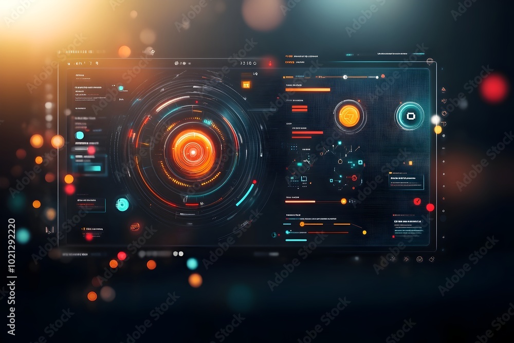 Fototapeta premium Captivating Heads Up Display and Elegant Graphical User Interface Design Highlighting Cutting Edge Futuristic Technology Components for Game Creation