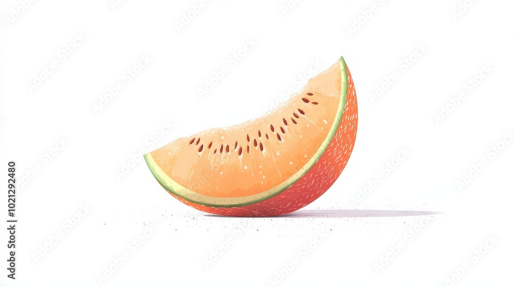 Fototapeta premium Sweet Melon Delight: Anime Vector Illustration in Minimalist Style with Muted Colors and Low Saturation on Clean White Background
