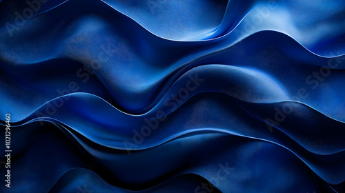 Abstract Blue Wavy Background - Digital Art