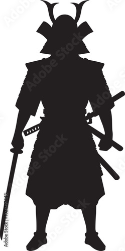 samurai warrior sward man mascot Silhouette illustration isolated on a white background
