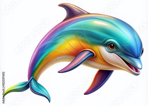 Colorful Clip Art Dolphin Design for Marine Life Themes, Educational Materials, and Ocean Projects photo