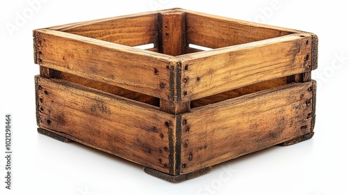 Empty Wooden Crate with Aged Finish