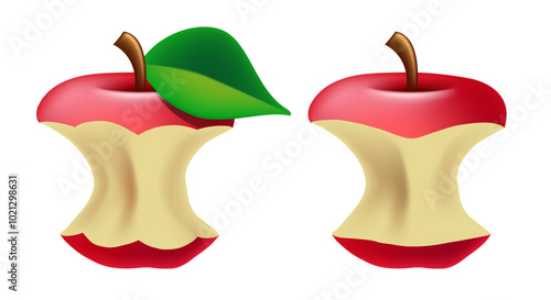 Apple core. Vector 3d clipart isolated on white background.