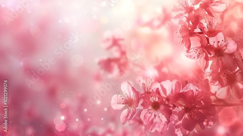 Pink Cherry Blossoms in Soft Focus: A Beautiful Spring Floral Background