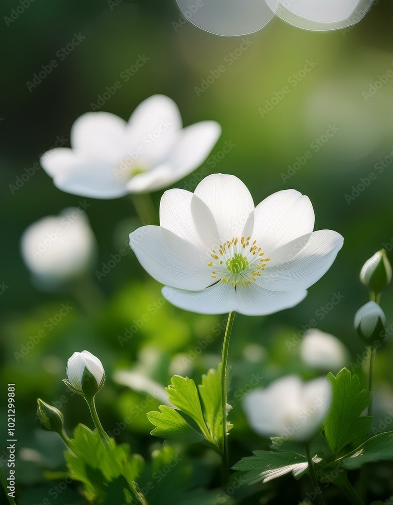 Delicate white flower blooms