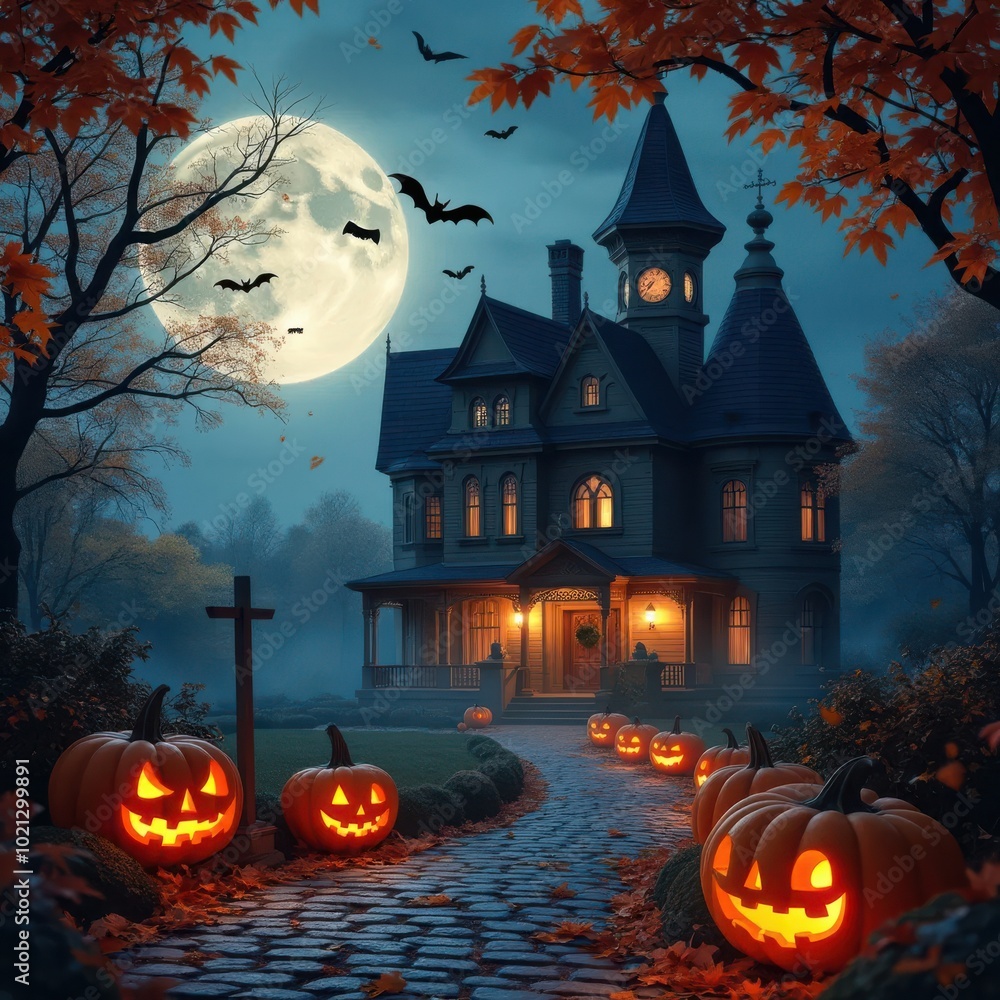 halloween background with pumpkin and bats halloween background with pumpkin and bats