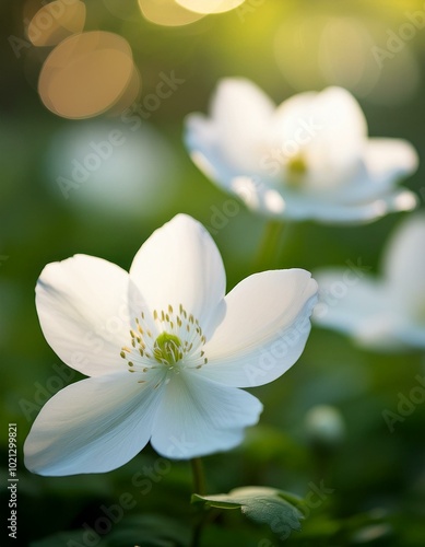 Delicate white flower in bloom