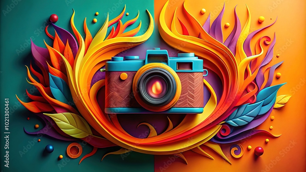 Capture creativity with a striking paper art camera design, showcasing dynamic fire elements. Perfect for innovative projects, it radiates unique artistic flair. Capture creativity with a striking paper art camera design, showcasing dynamic fire elements. Perfect for innovative projects, it radiates unique artistic flair.