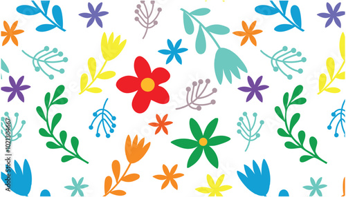 Colorful flowers pattern.  Abstract botanical flowers background. style for banners, wallpaper, posters, websites, online shopping.Vector illustration design and creative idea,eps 10.