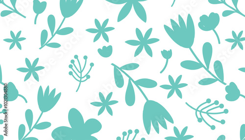 Pattern of botanical elements, Vector illustration seamless pattern white and blue.Dedign for banners, wallpaper, posters, websites, online shopping and creative idea,eps 10.
