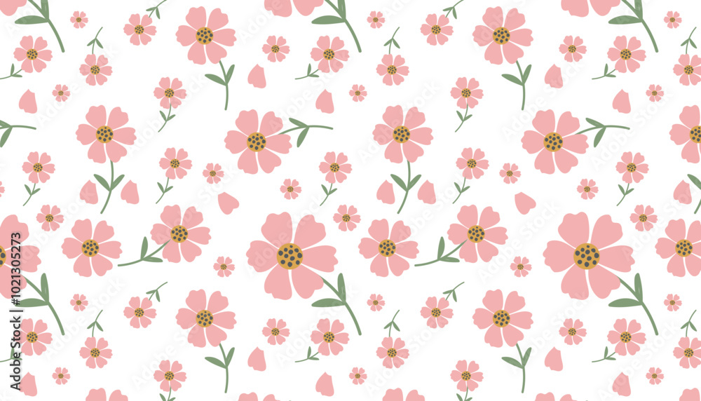 Seamless Pink flowers pattern. Abstract origami flowers background. Seamless Pink flowers pattern. Abstract origami flowers background.
