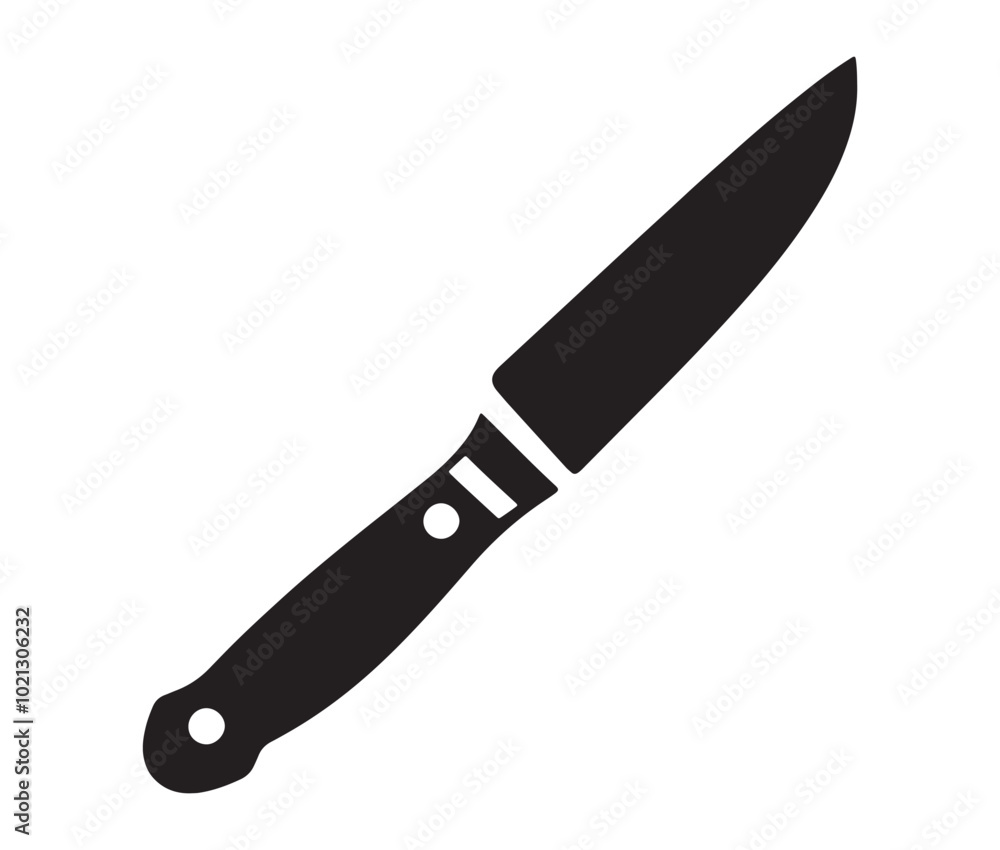 Knife isolated on white background, Knife silhouette, Realistic kitchen knife vector icon Knife isolated on white background, Knife silhouette, Realistic kitchen knife vector icon