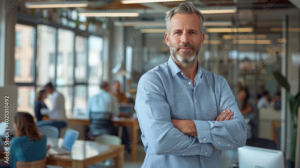 Fototapeta premium Confident Businessman in Modern Office Setting