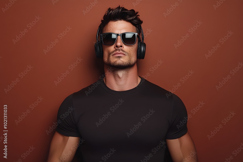 modern, stylish and confident man wearing black sunglasses modern, stylish and confident man wearing black sunglasses