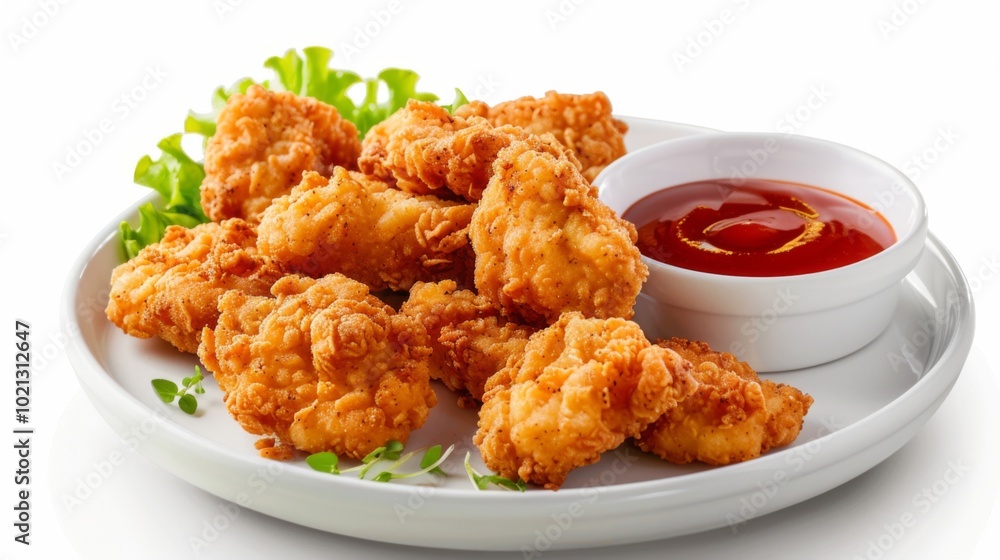 Crispy Chicken Nuggets with Ketchup - Delicious and Savory Crispy Chicken Nuggets with Ketchup - Delicious and Savory