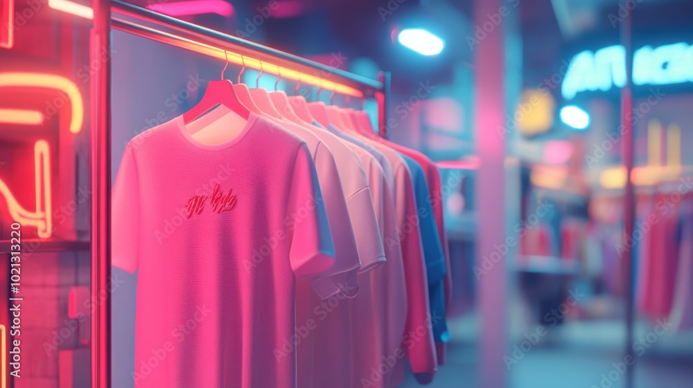 Display of clothes on racks in a clothing store, retail concept Display of clothes on racks in a clothing store, retail concept