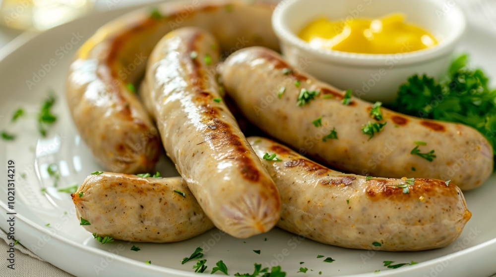 Grilled Sausages with Mustard and Parsley - A Delicious German Treat Grilled Sausages with Mustard and Parsley - A Delicious German Treat