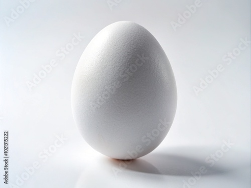 Isolated fresh white egg against a crisp white background, offering an excellent opportunity for culinary and food photography, highlighting simplicity and clean aesthetics.