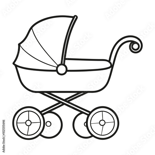 Baby Stroller Silhouette Vector Illustration.