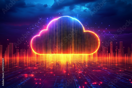 Conceptual illustration, cloud storage, cloud computing and personal data processing .