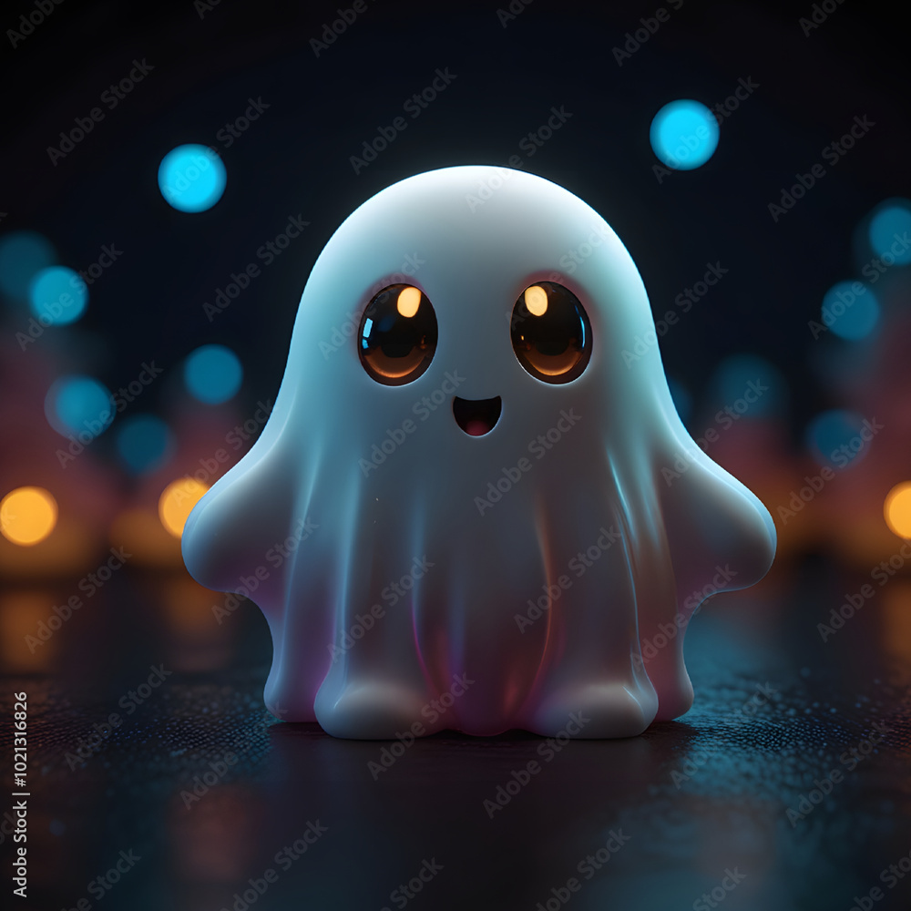 Illustration of cute little ghost having fun on Halloween Illustration of cute little ghost having fun on Halloween