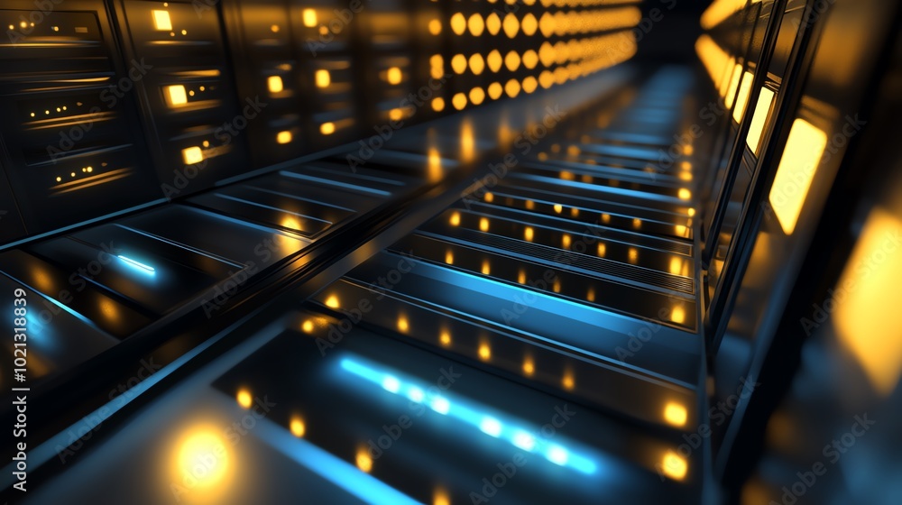 Server racks with glowing lights Server racks with glowing lights
