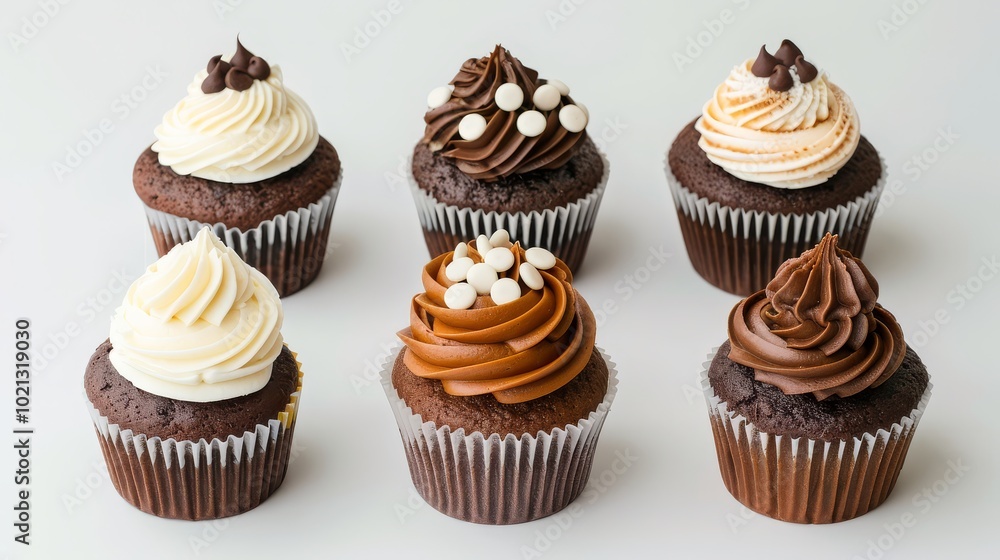 Chocolate cupcakes with decorative frosting Chocolate cupcakes with decorative frosting