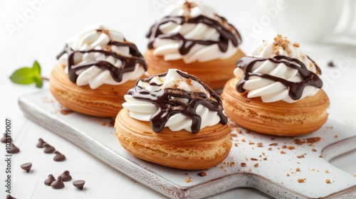 Chocolate eclairs with cream filling