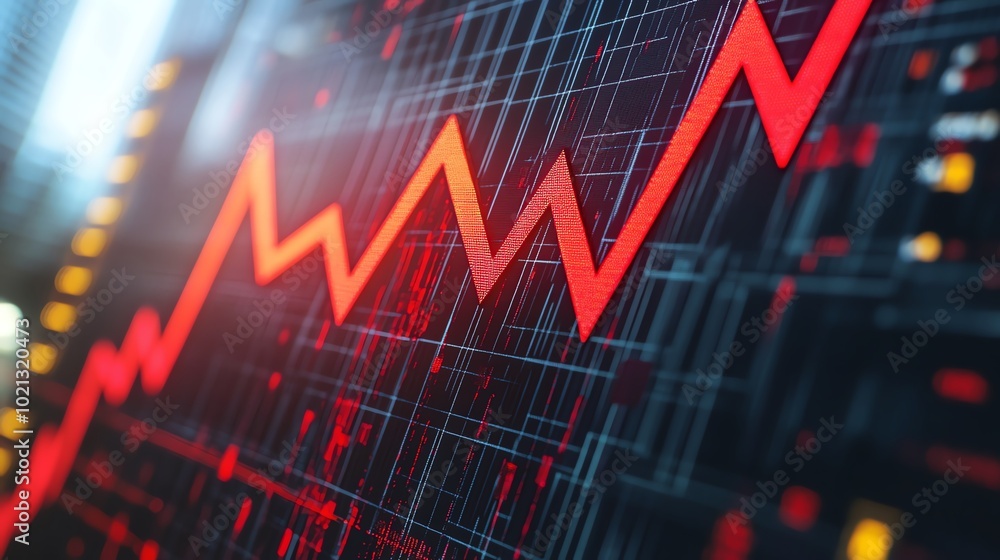 Rising graph on digital screen, economic trend Rising graph on digital screen, economic trend