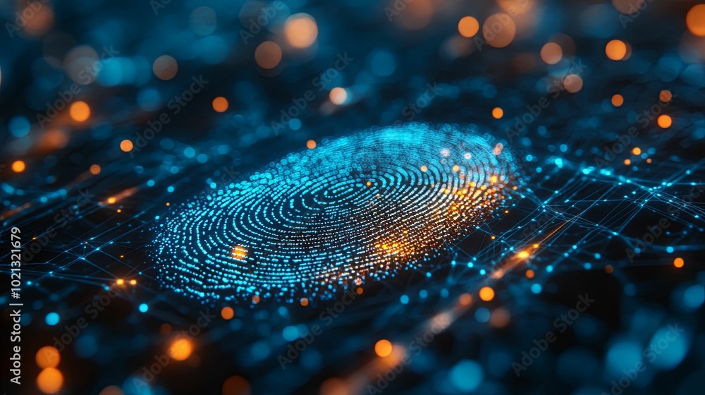 Abstract Digital Fingerprint on a Network of Glowing Lines Abstract Digital Fingerprint on a Network of Glowing Lines