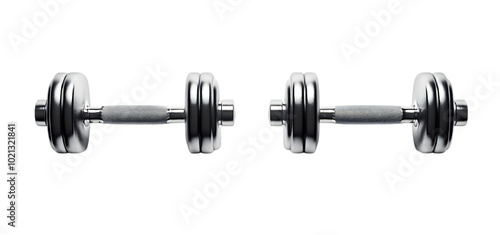 three set of Dumbbells isolated transparent background