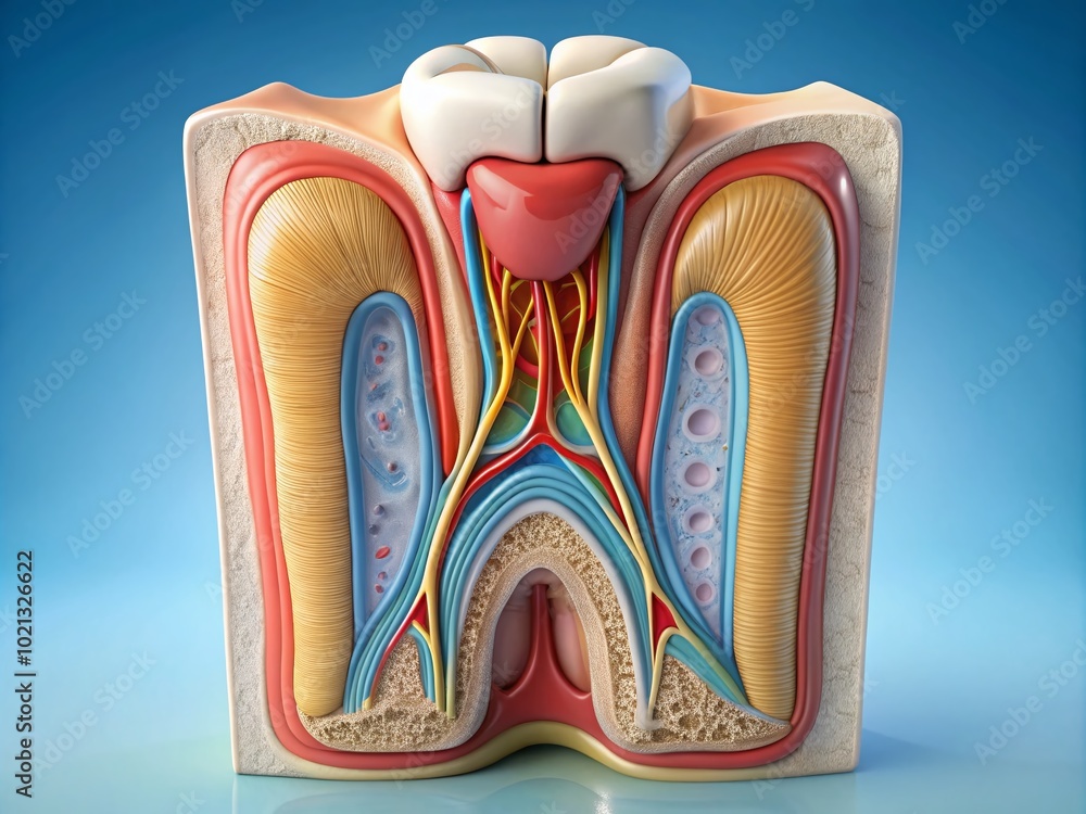 Detailed Anatomy of a Tooth Diagram Featuring Layers, Structures, and ...