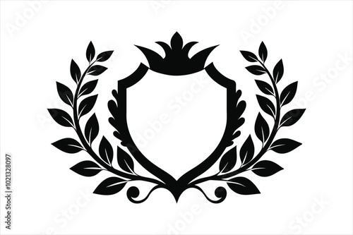  Laurel wreath vintage baroque frame border monogram vector art illustration.