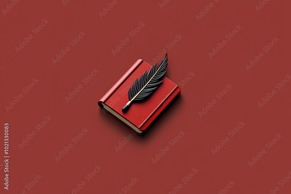 Simple minimalist icon of a journal and a quill, representing the transcendentalist ideals of personal reflection and self-reliance Simple minimalist icon of a journal and a quill, representing the transcendentalist ideals of personal reflection and self-reliance
