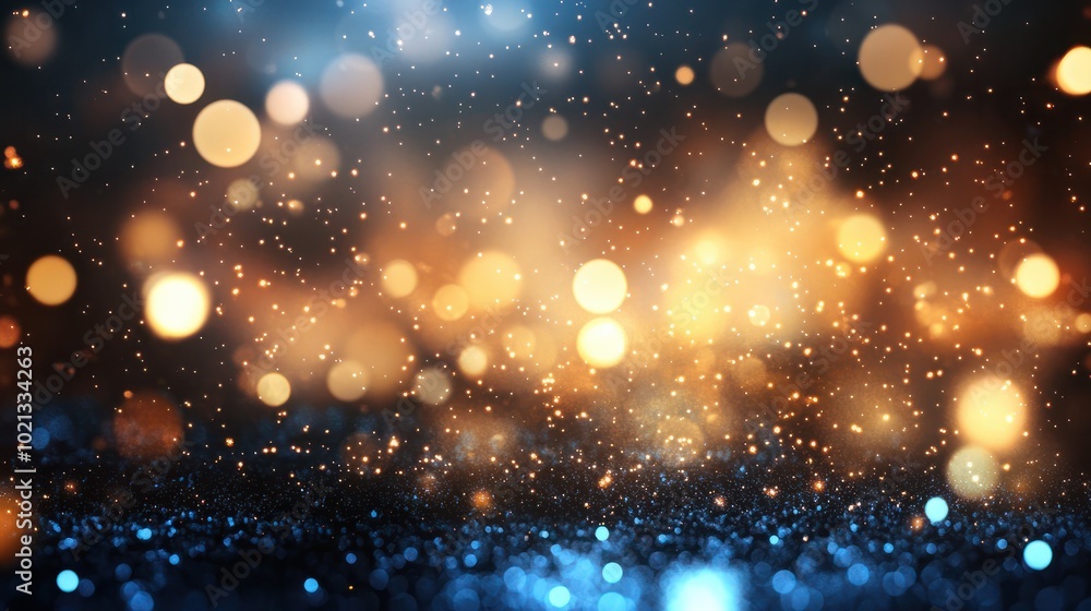 Obraz premium background of abstract glitter lights. blue, gold and black. de focused. banner